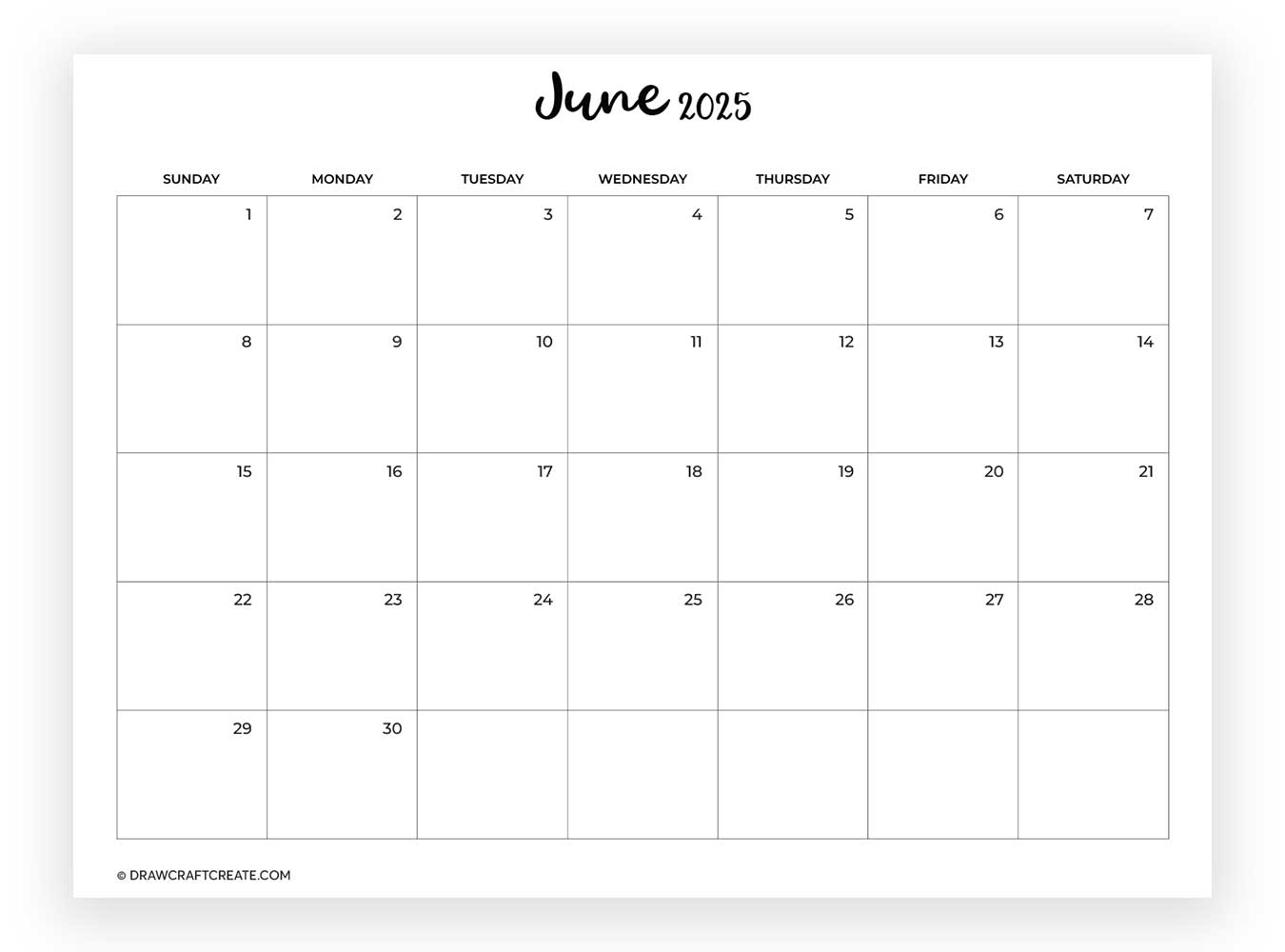 june 2025 calendar