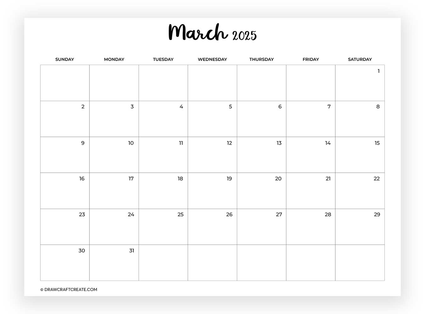 march 2025 calendar