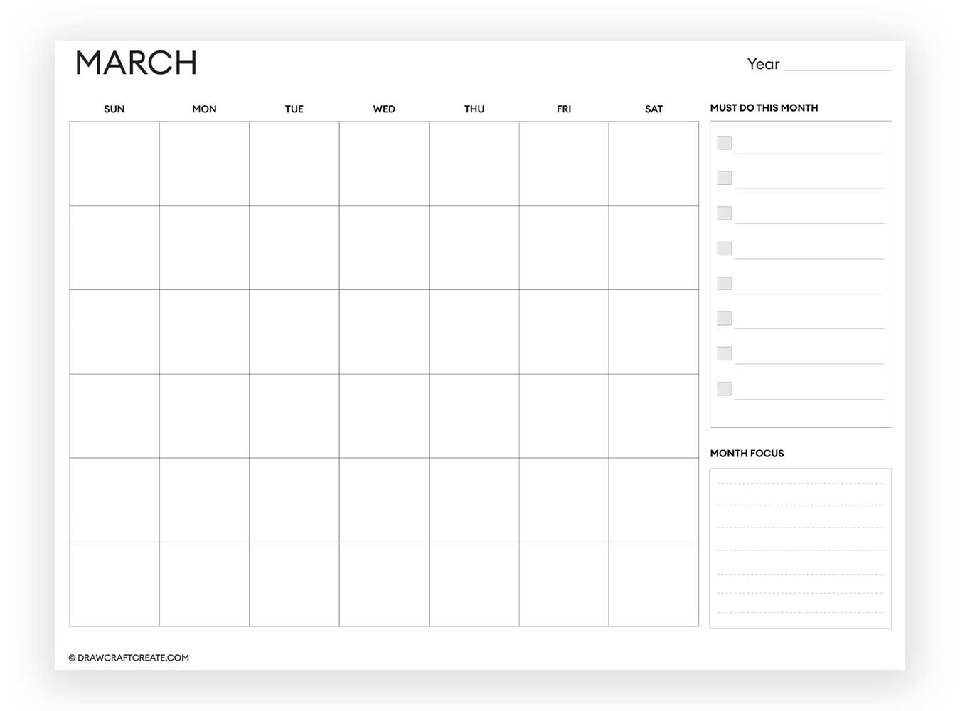 march blank calendar