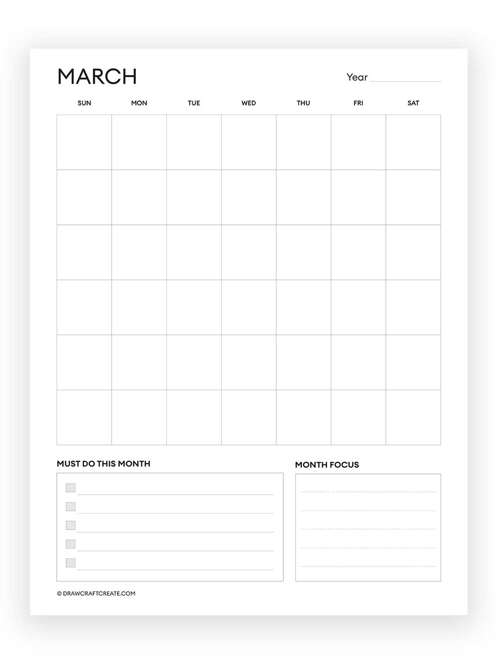 march blank calendar