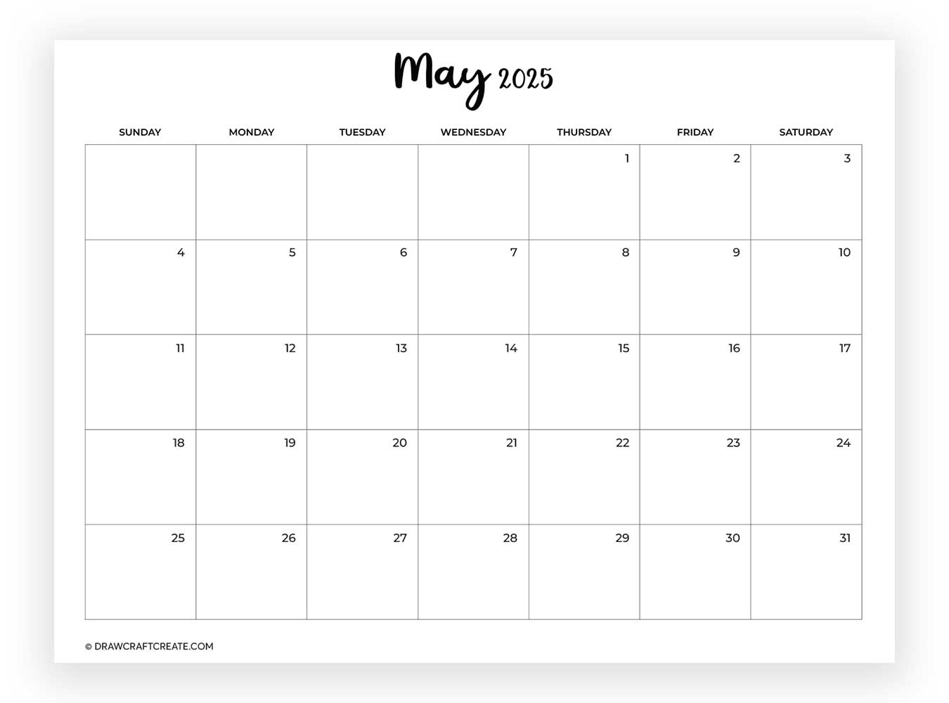 may 2025 calendar