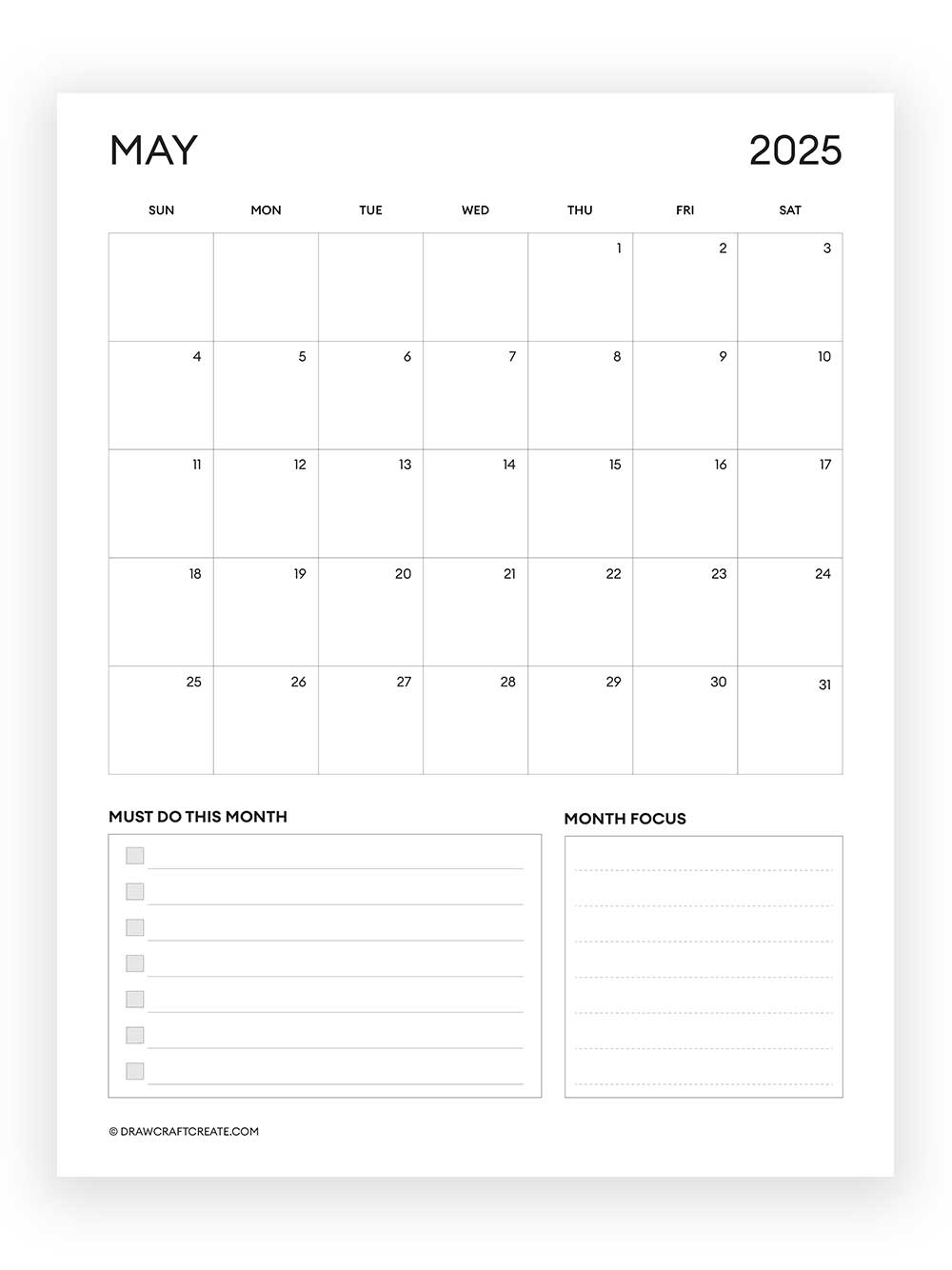 may blank calendar