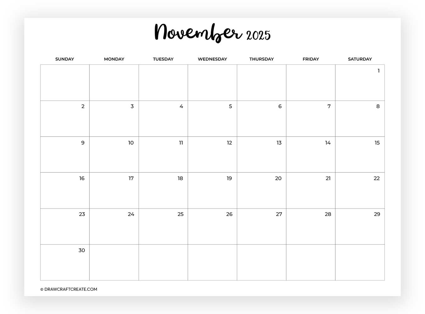 november 2025 calendar