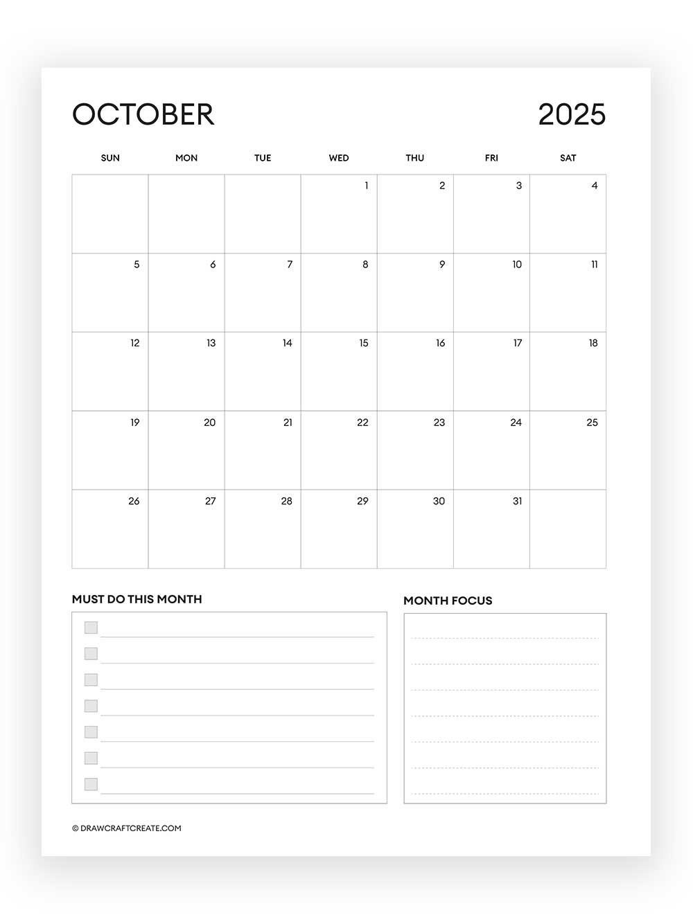 october 2025 calendar