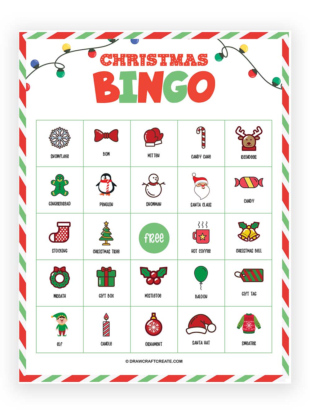 printable christmas bingo