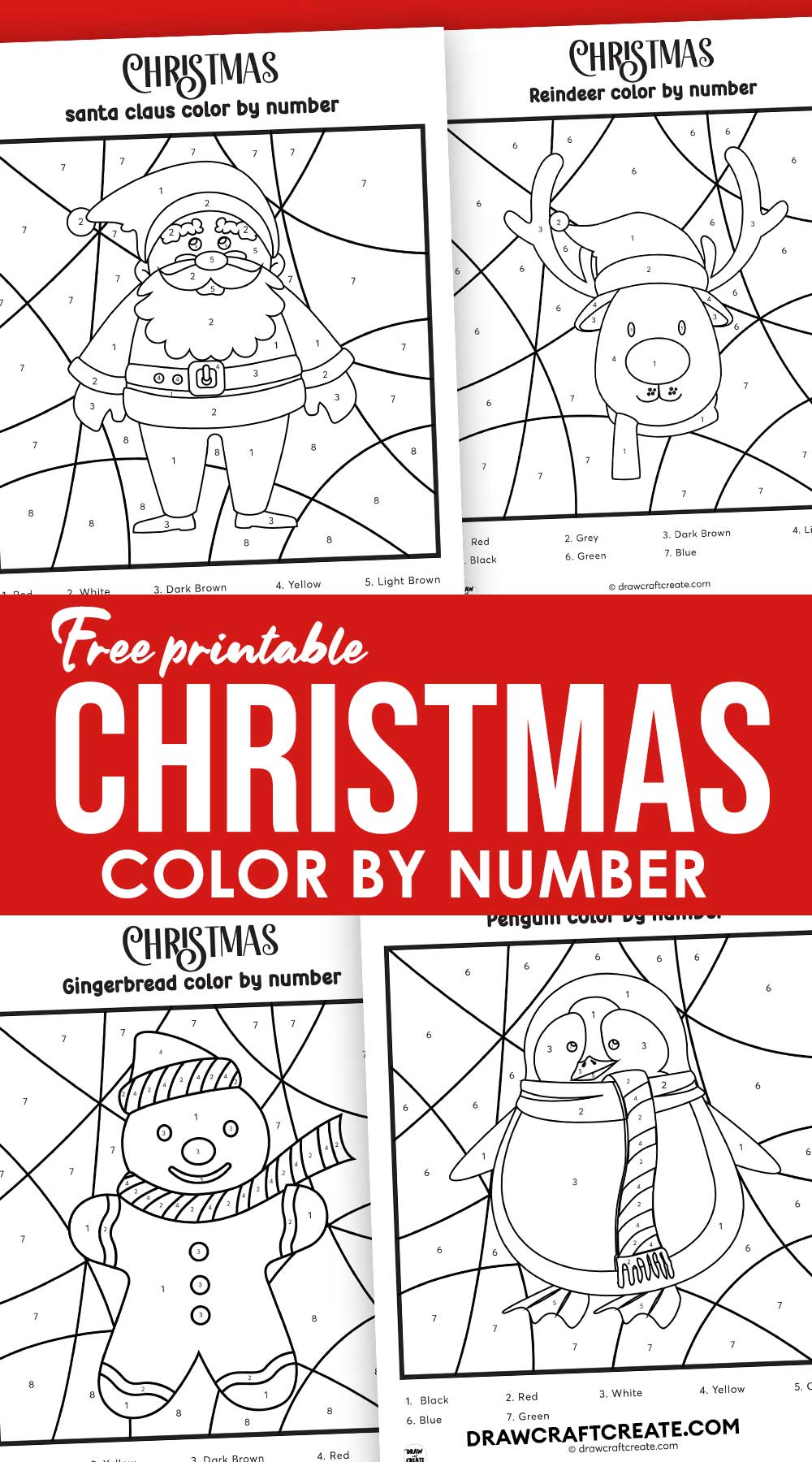 printable christmas color by numbers