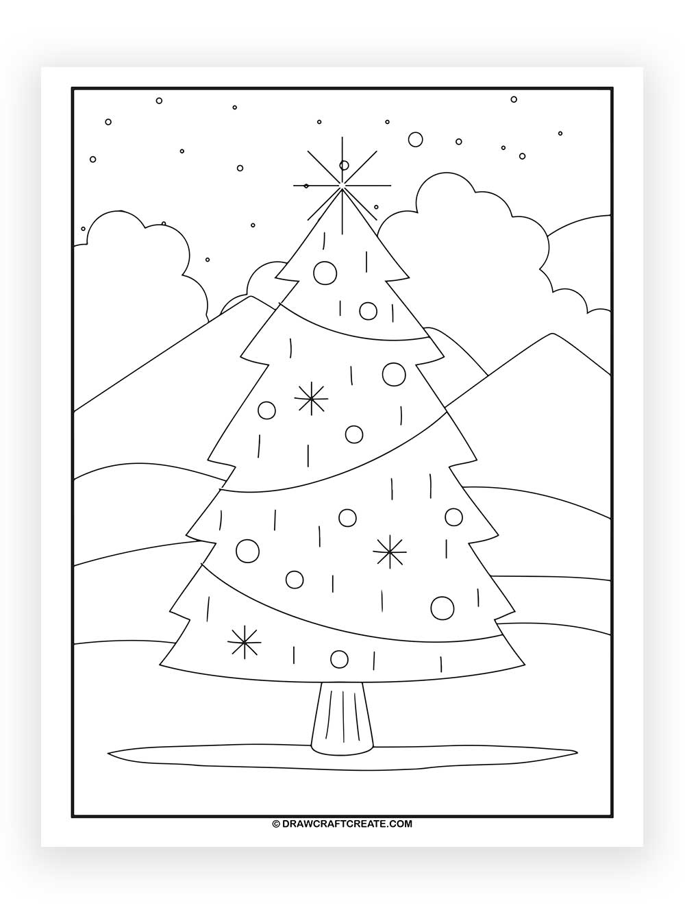 printable christmas tree coloring page