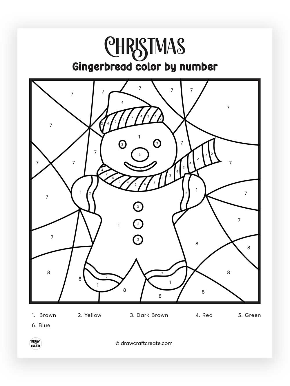 printable gingerbread color by number