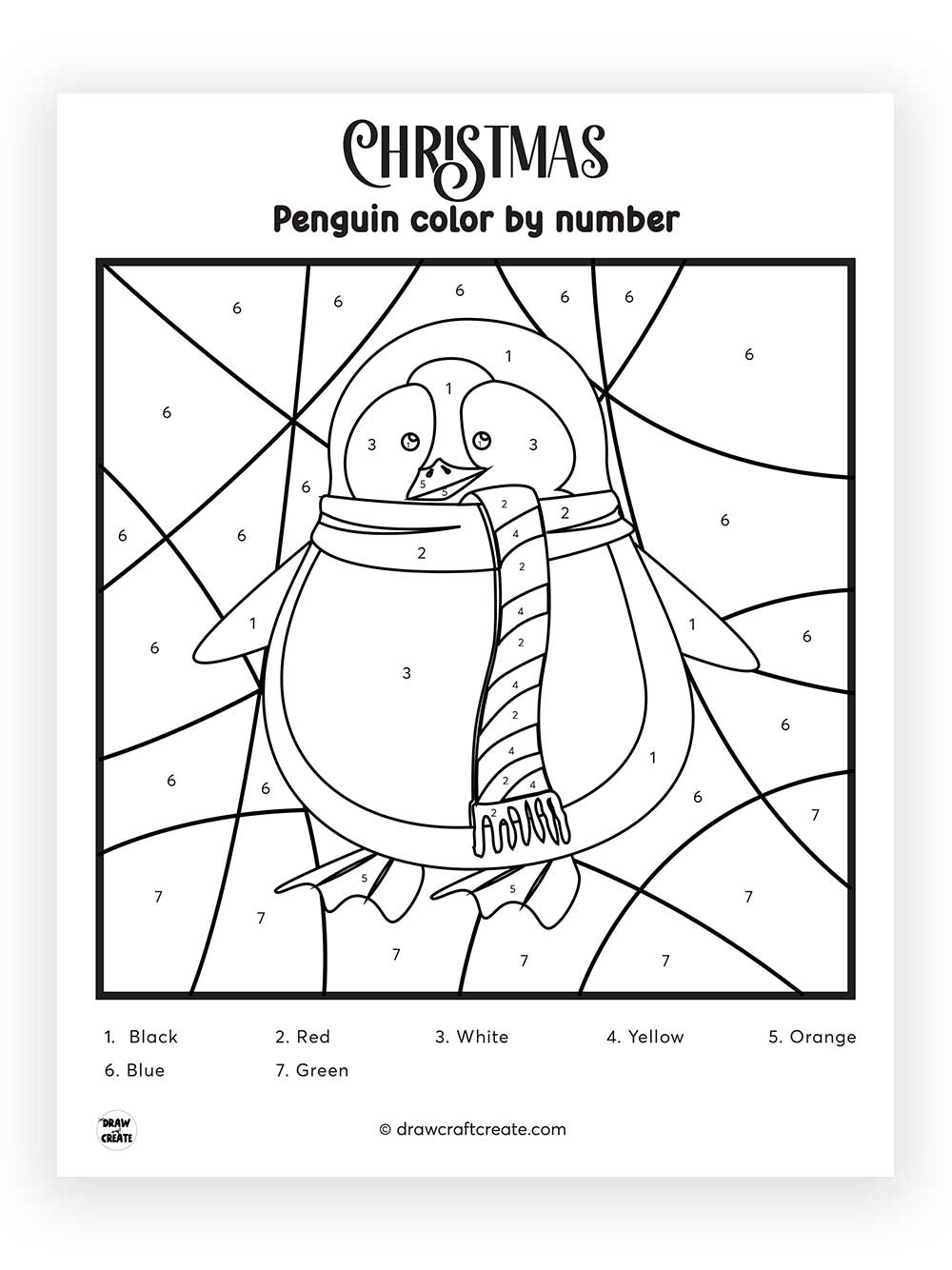 printable penguin color by number