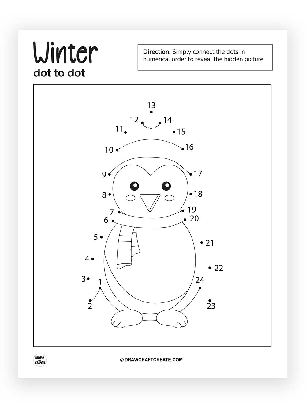 printable penguin dot to dot