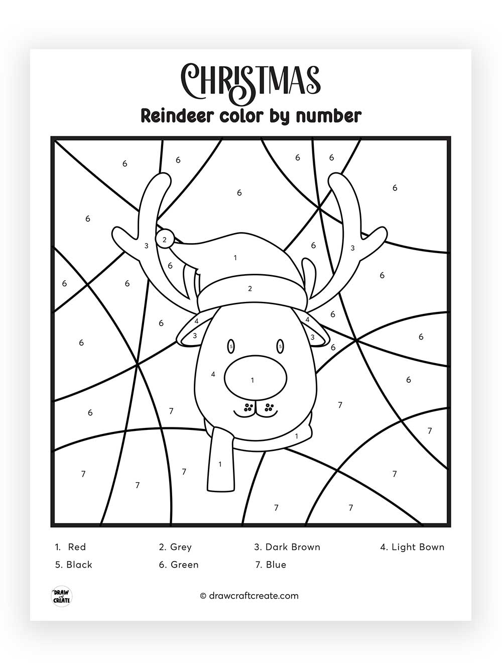 printable reindeer color by number