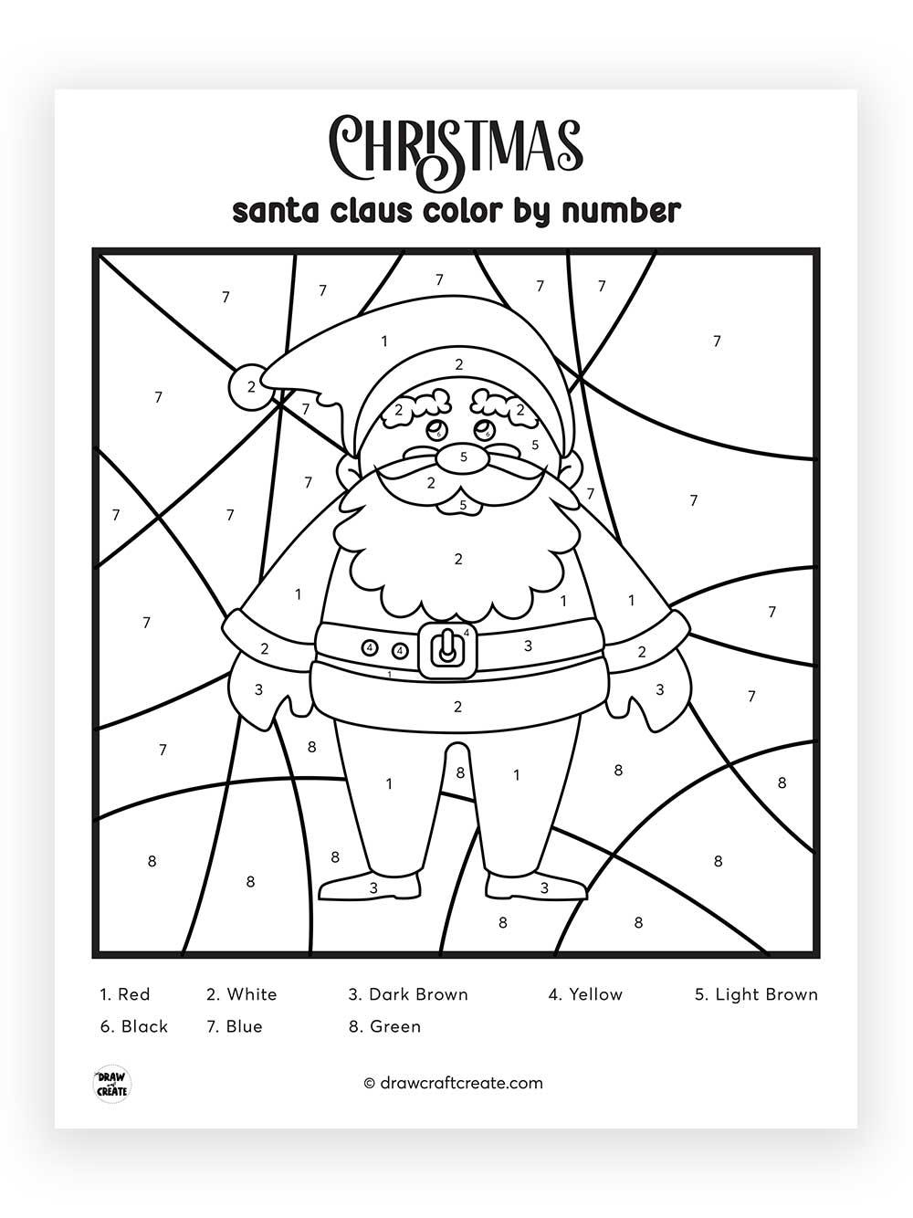 printable santa color by number