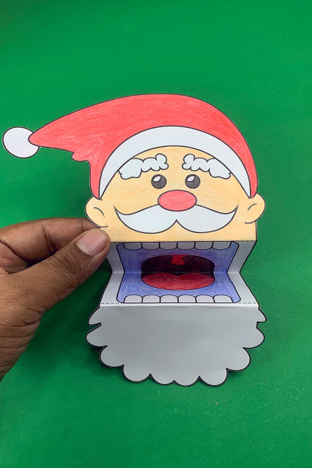 printable santa color puppet