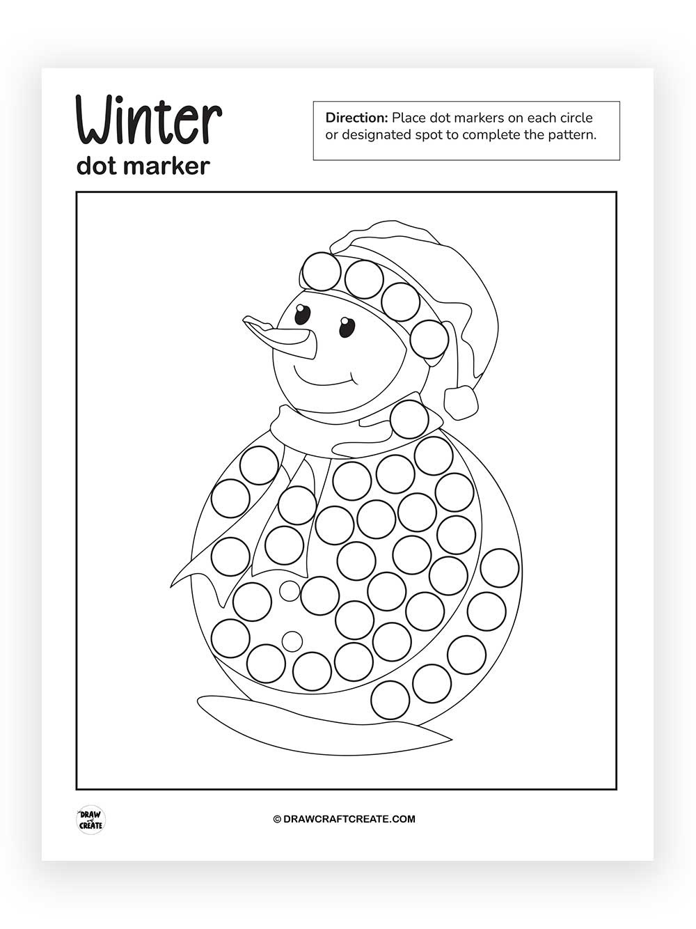 printable snowman dot marker