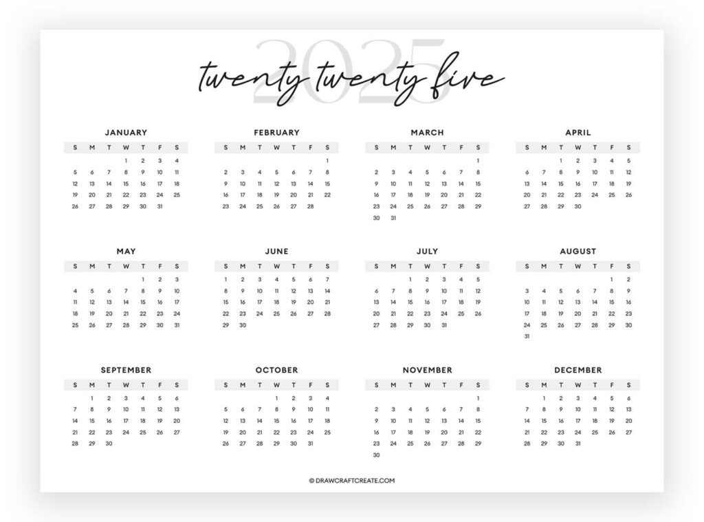 2025 Calendar Free Printable (Portrait and Landscape Orientation