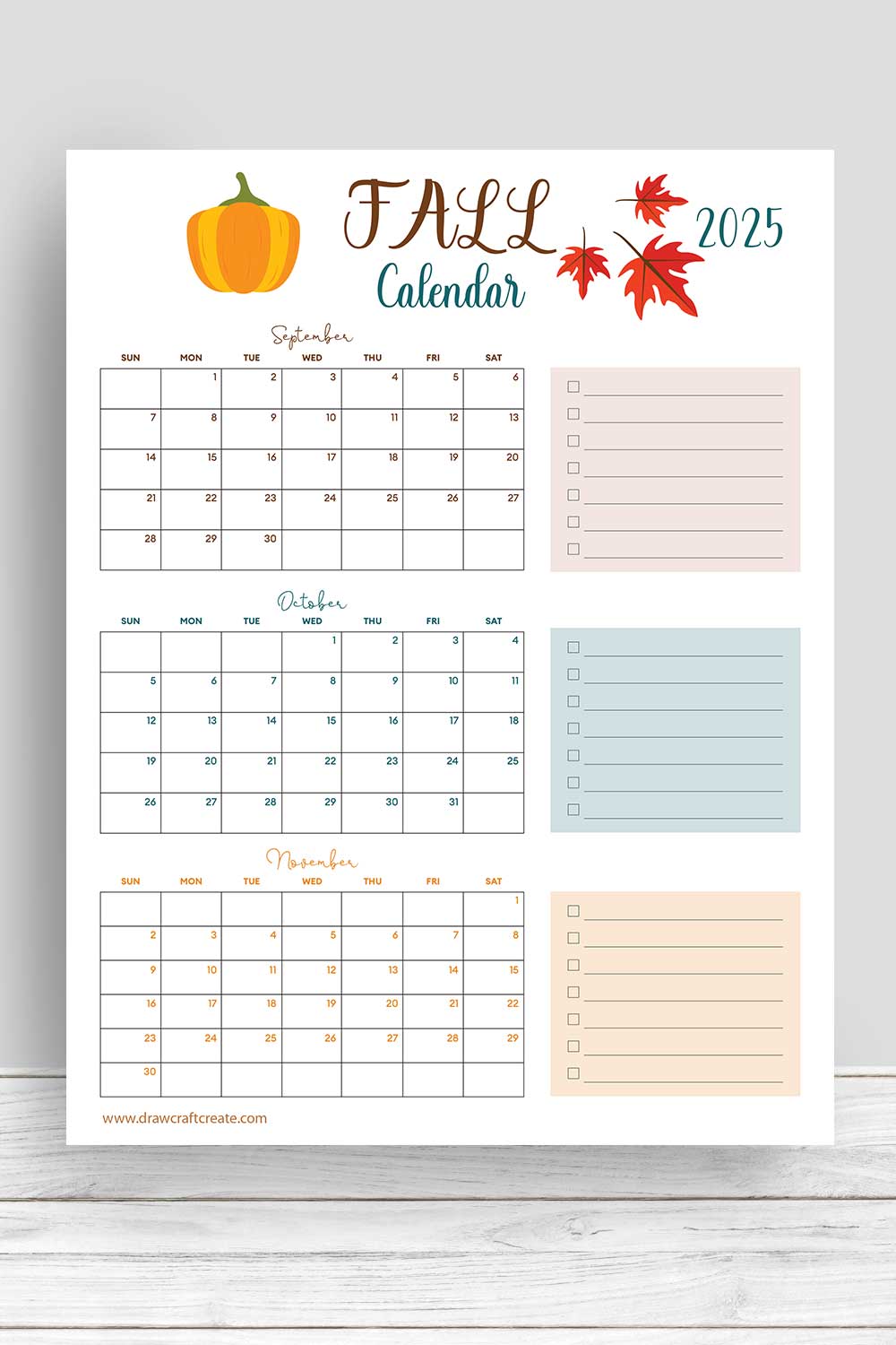 2025 Fall Calendars