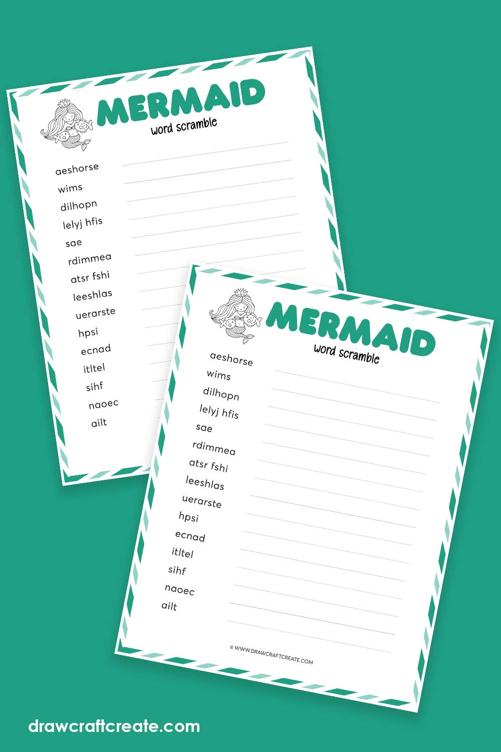 Free Printable Mermaid Word Scramble