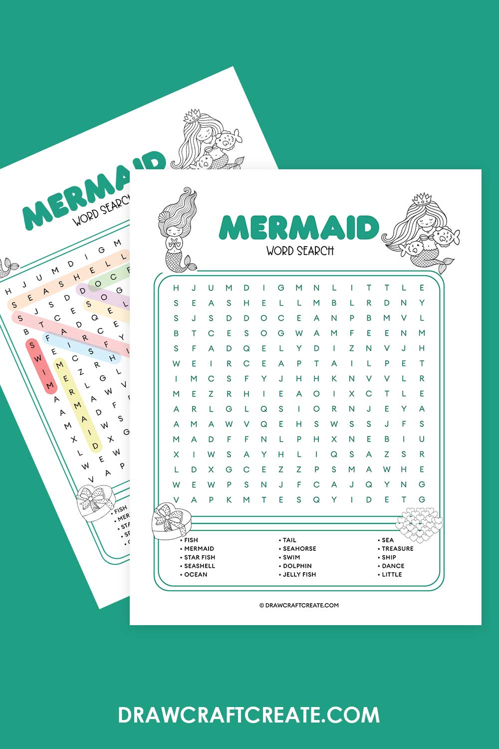 Free Printable Mermaid Word Search - Draw Craft Create