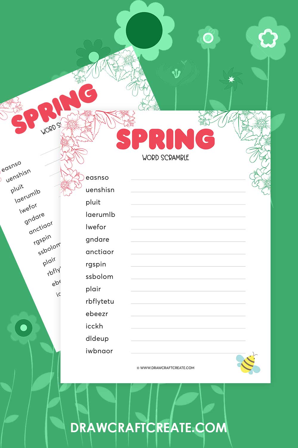 Free Printable Spring Word Scramble