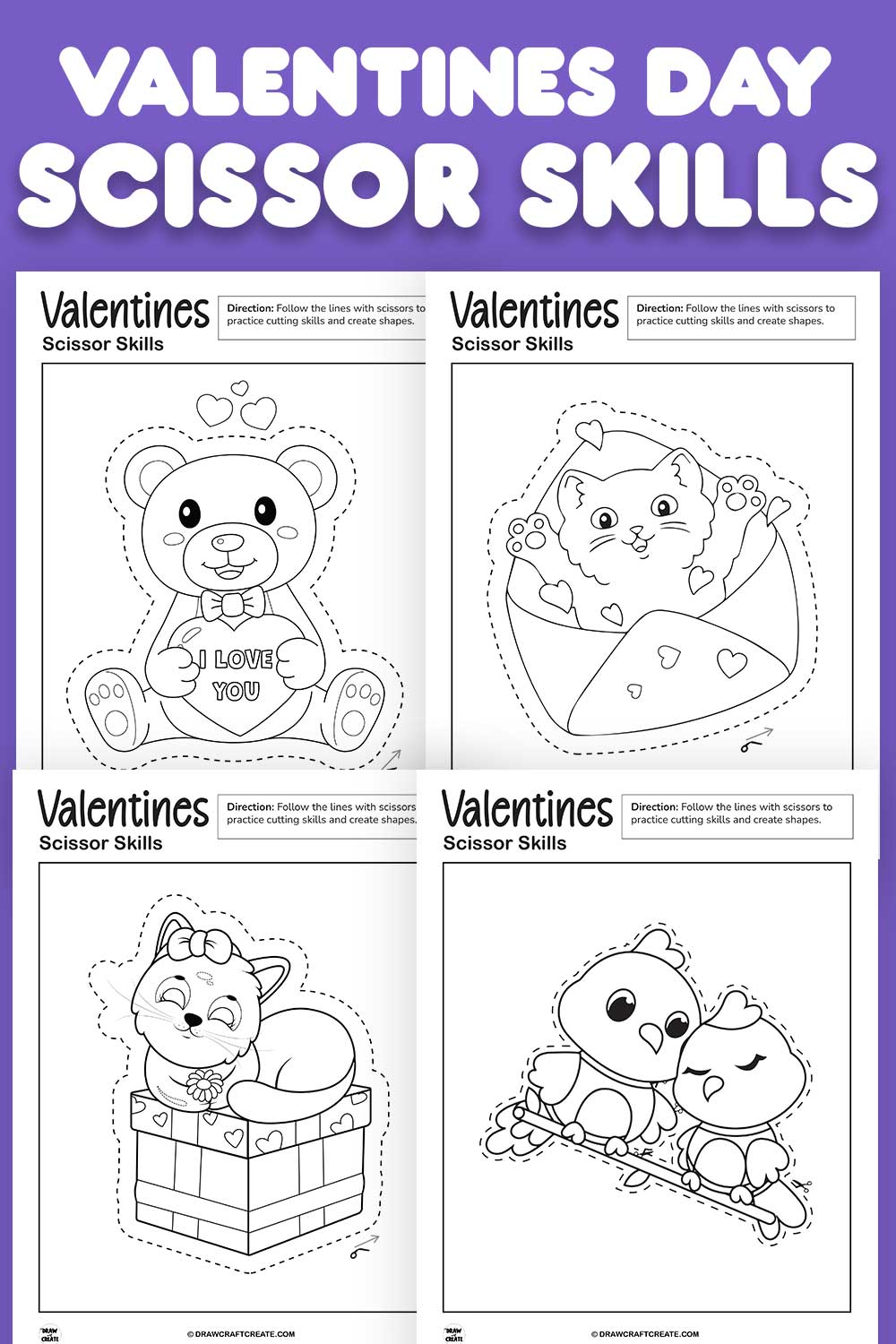 Free Printable Valentines Day Scissor Skills