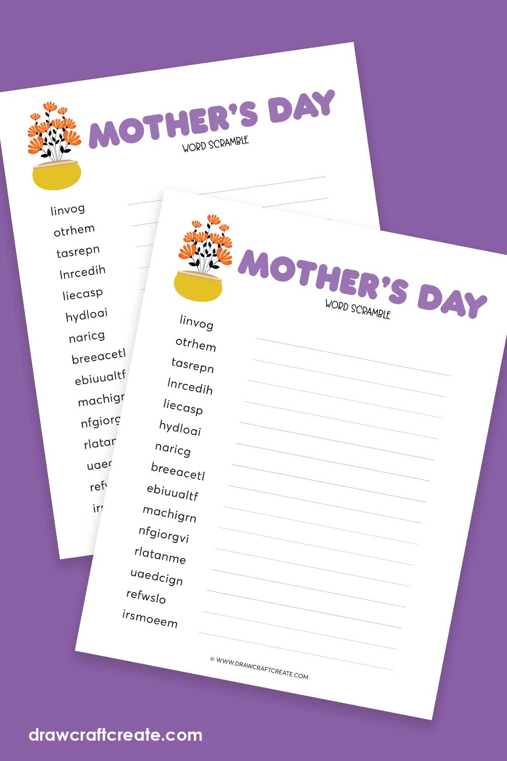 Mother's Day Word Scramble Printable