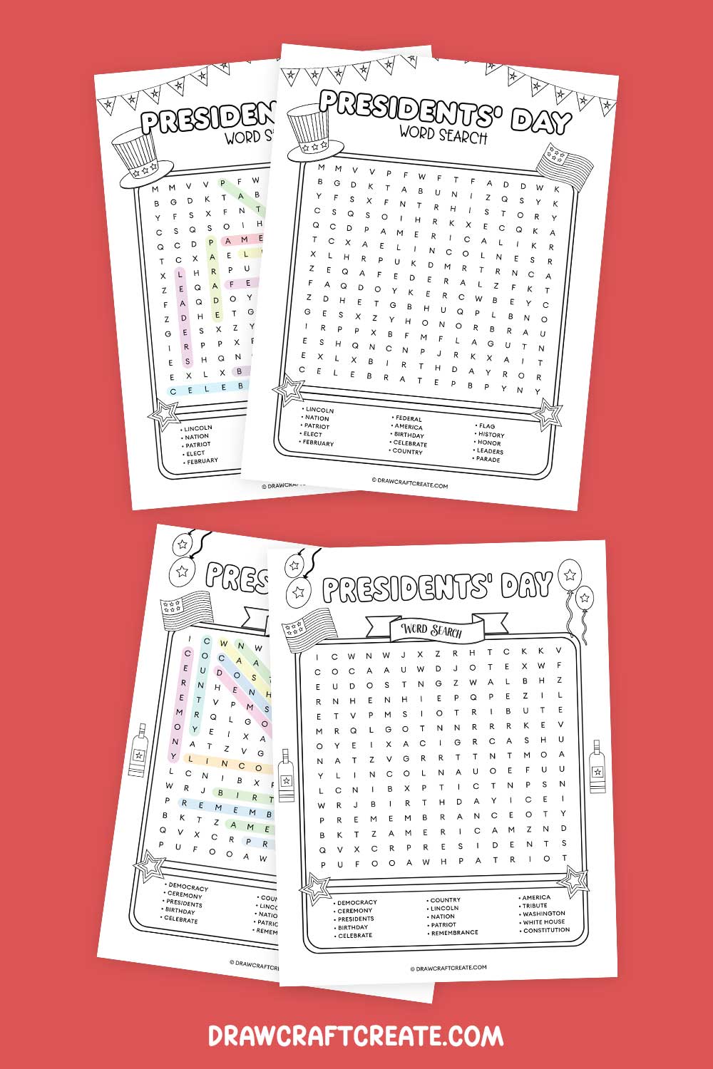 Presidents Day Word Search Answer