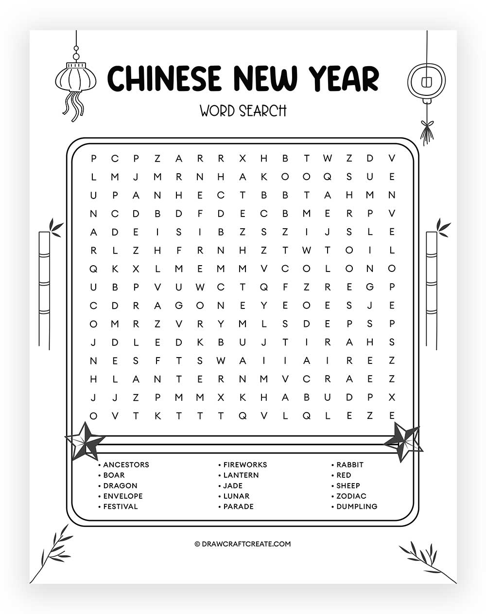 Printable Chinese New Year Word Search