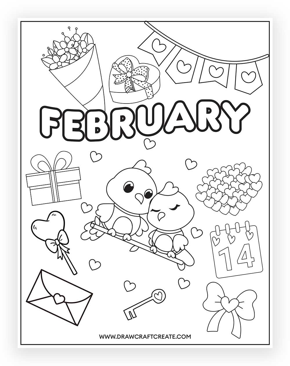 Printable February Coloring Page