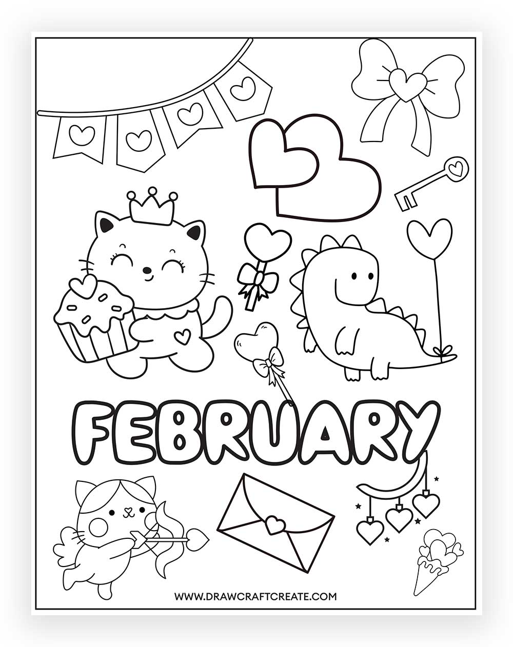 Printable February Coloring Page