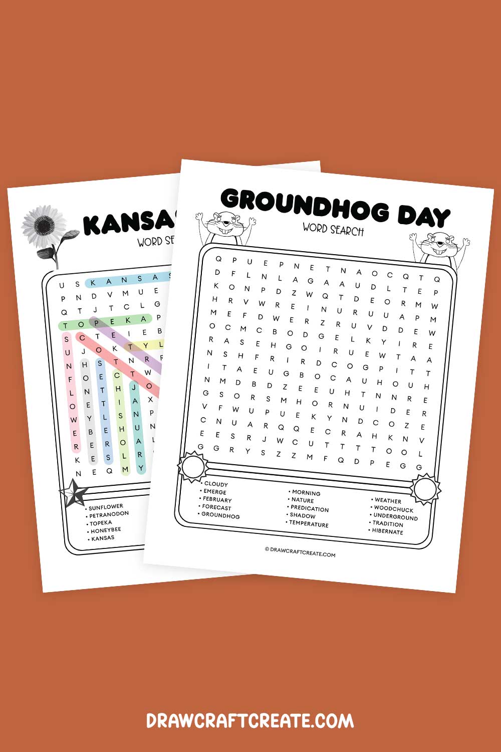 Printable Groundhog Day Word Search Answer