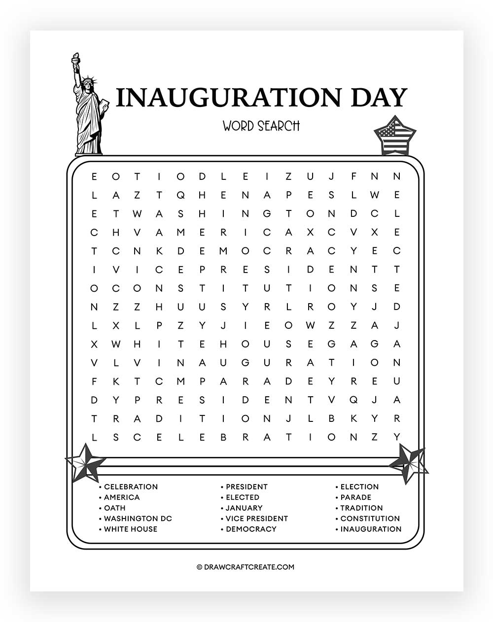 Printable Inauguration Day Word Search