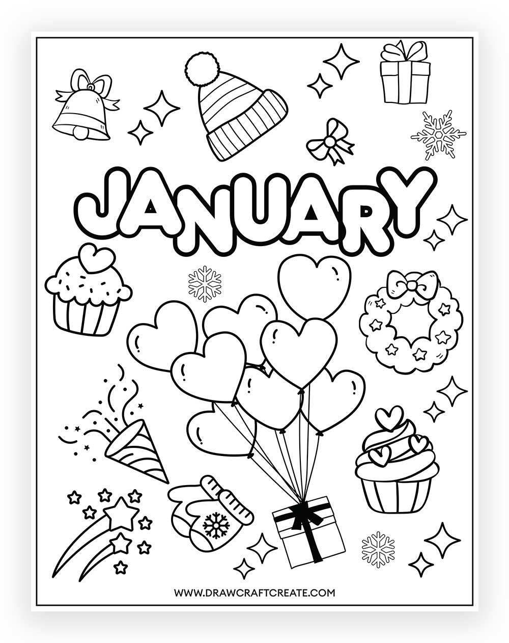 Printable January Coloring Page