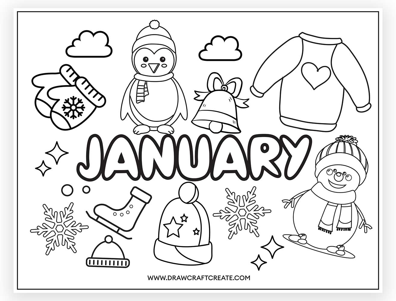 Printable January Coloring Page