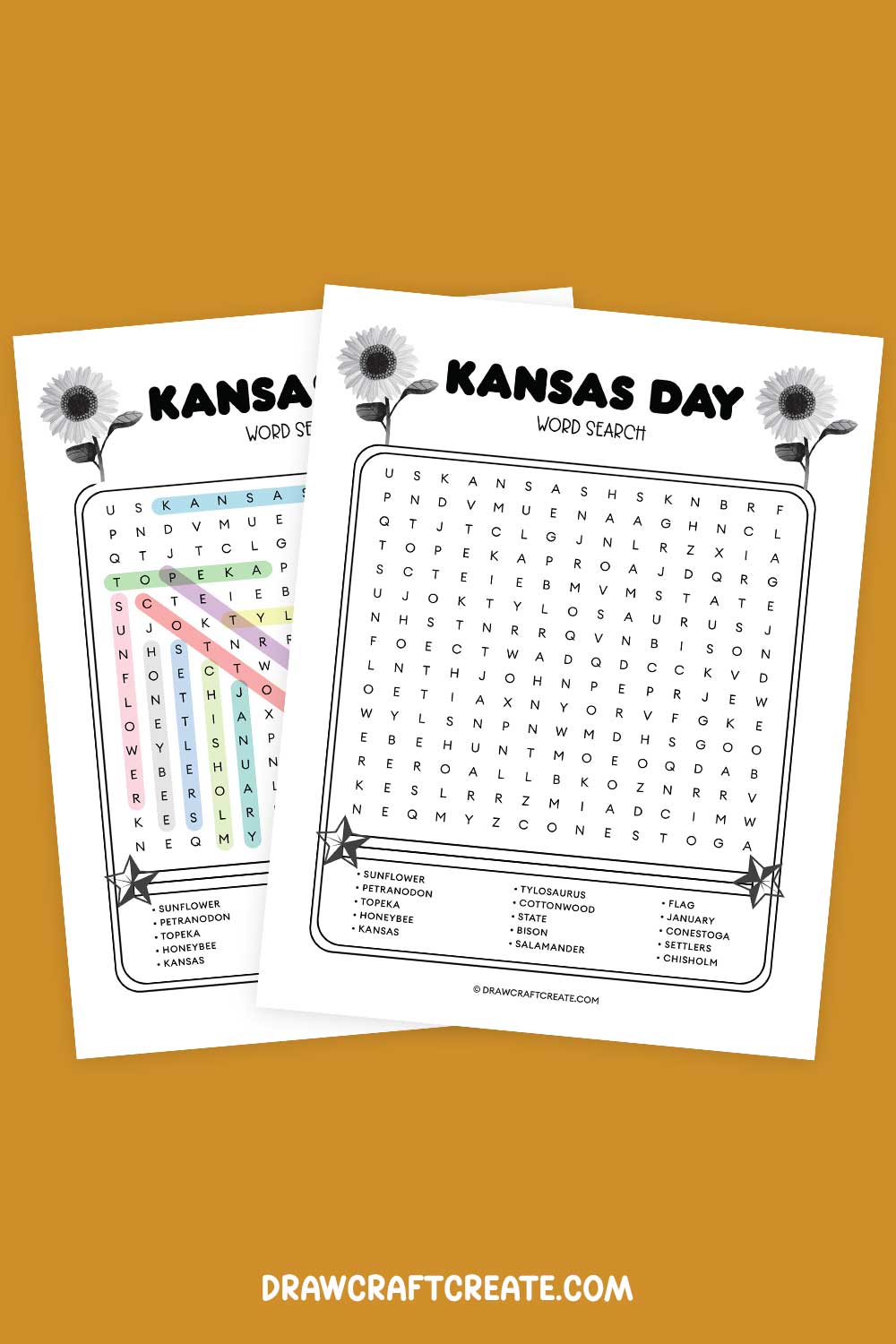 Printable Kansas Day Word Search Answer