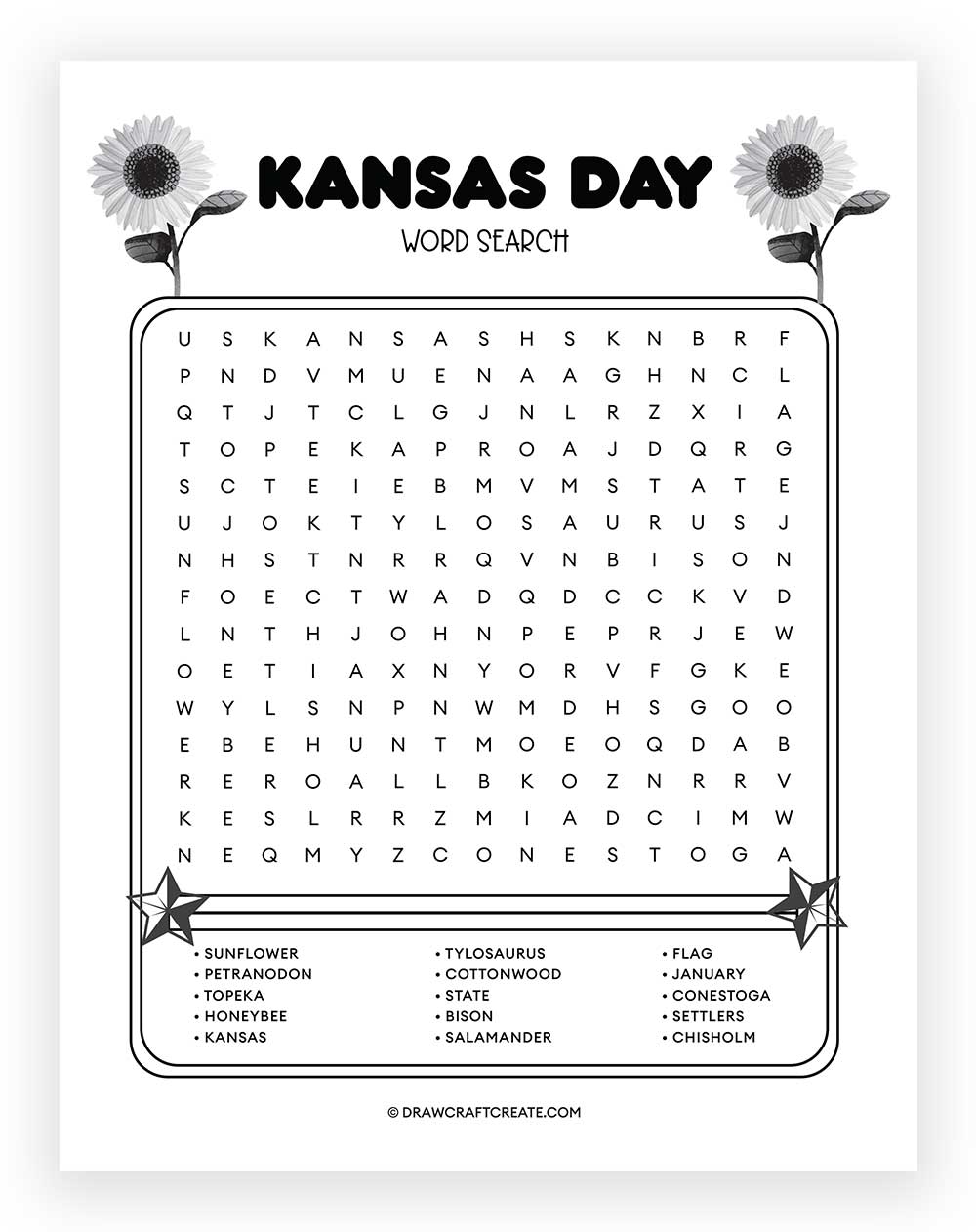 Printable Kansas Day Word Search