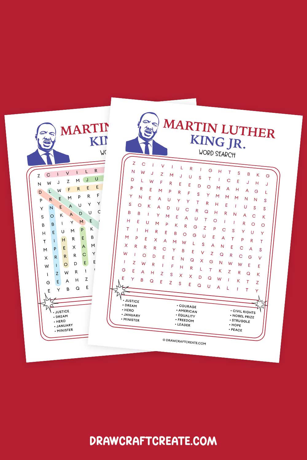 Printable Martin Luther King Jr Word Search Answer