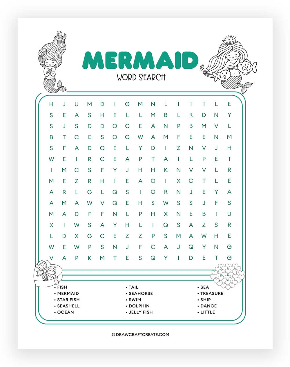 Printable Mermaid Word Search