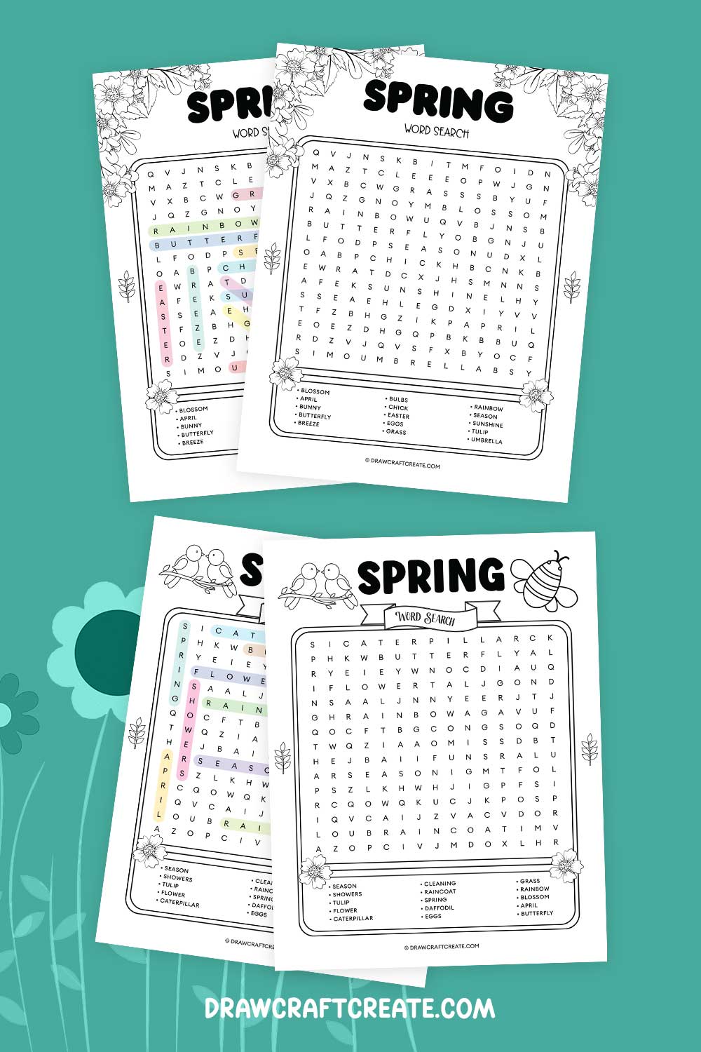 Printable Spring Word Search Answer