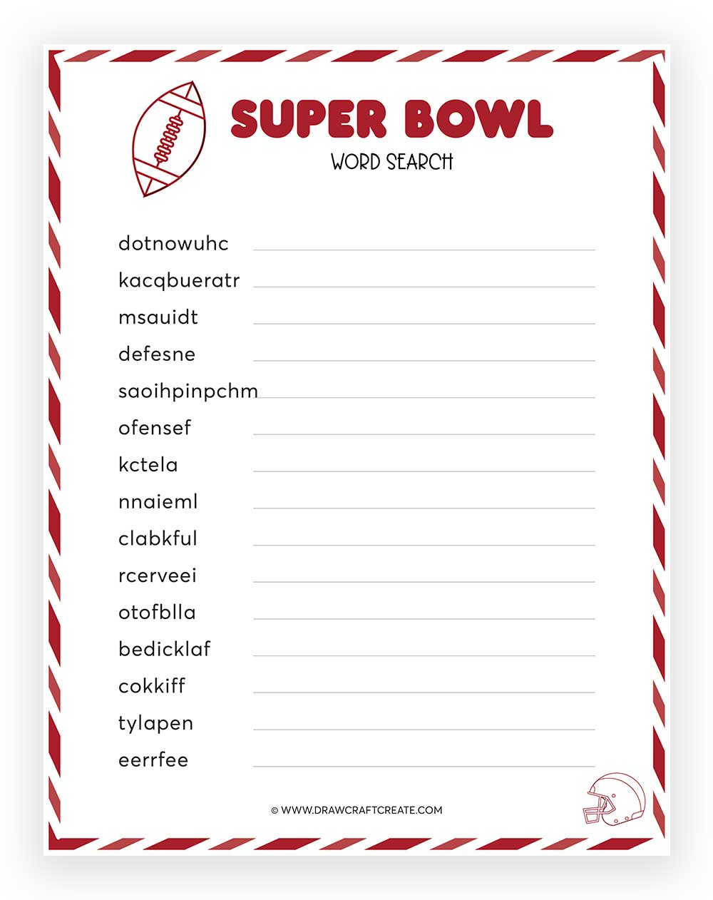 Printable Super Bowl Word Scramble