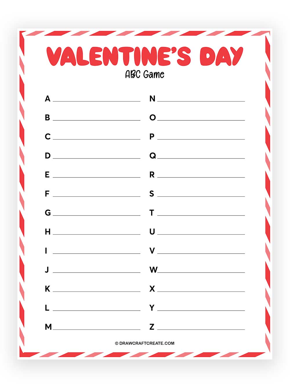 Printable Valentines Day Abc Game