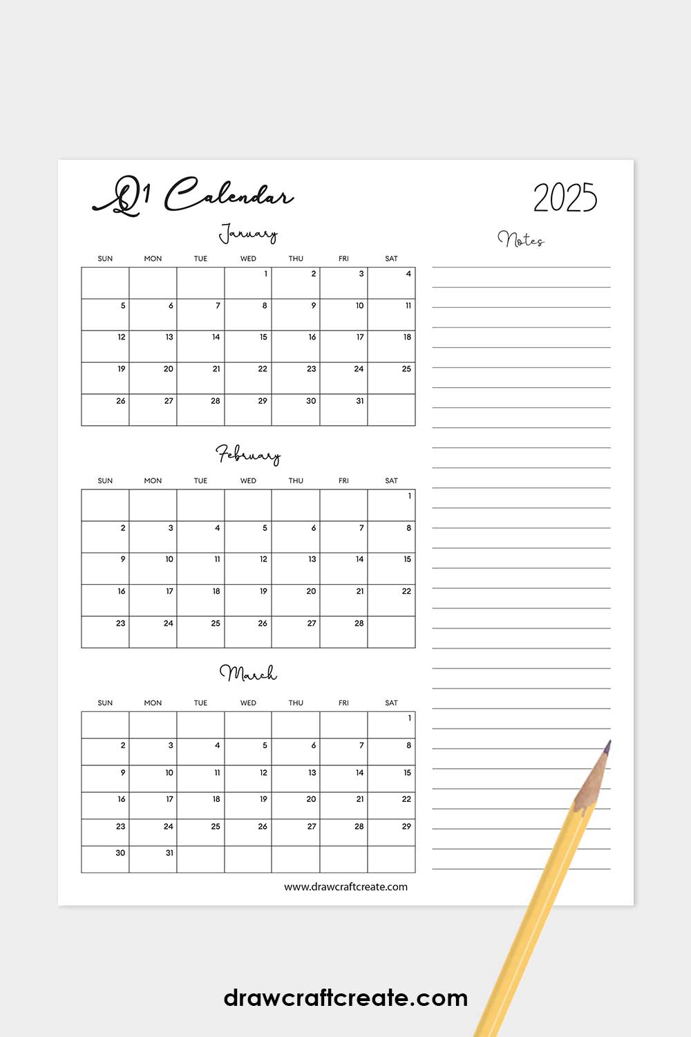 Q1 2025 calendar