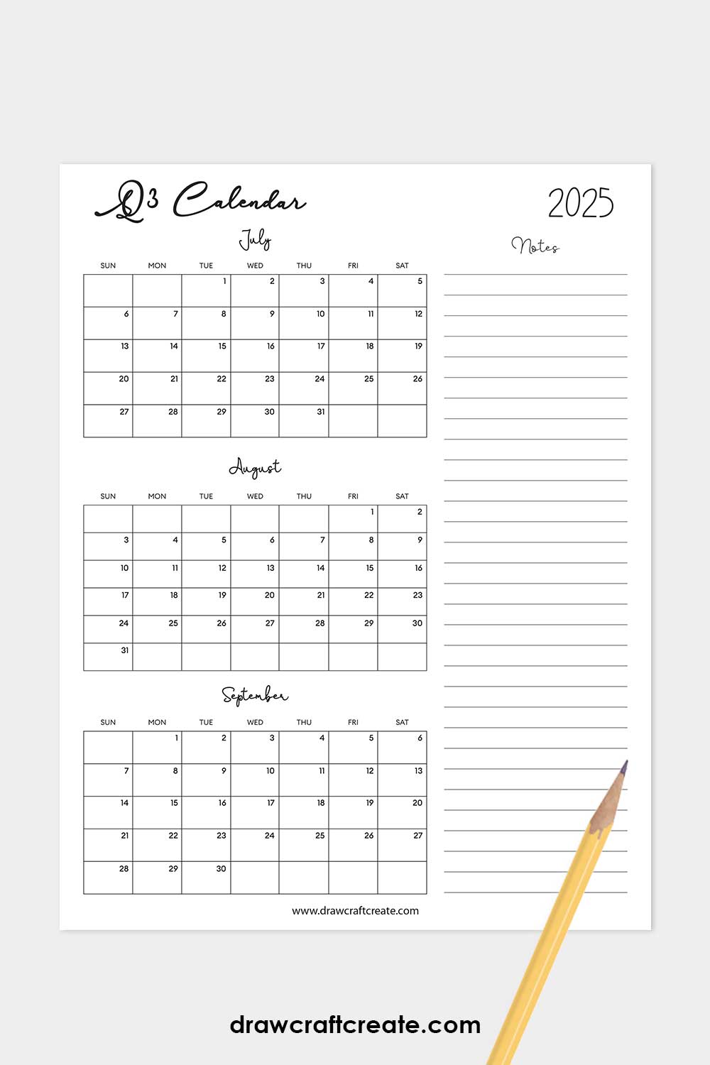 Q3 2025 calendar