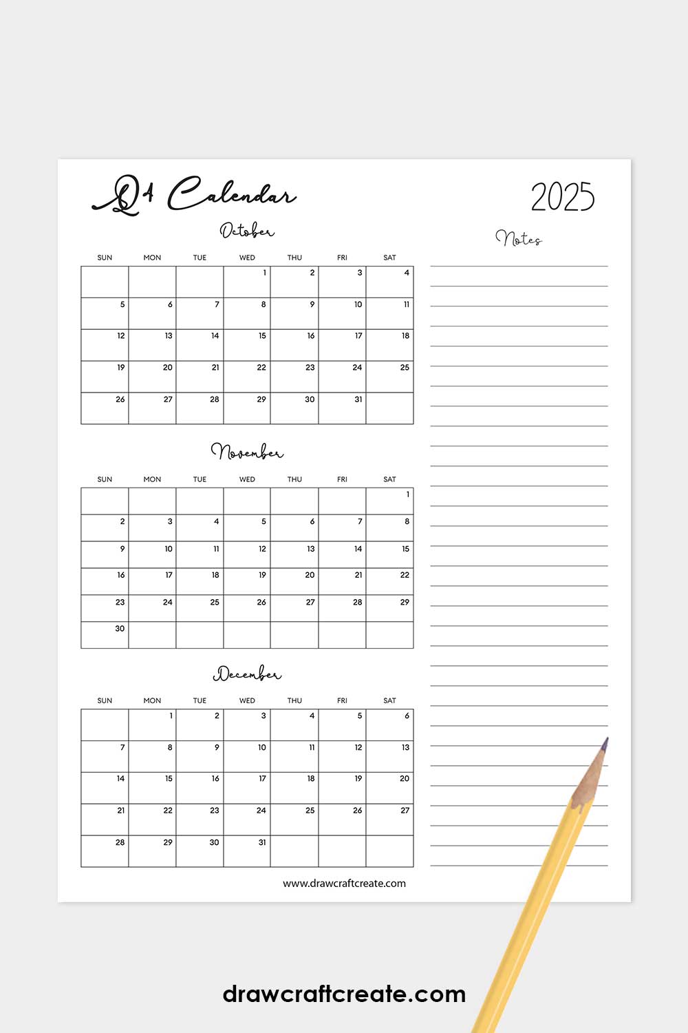 Q4 2025 calendar