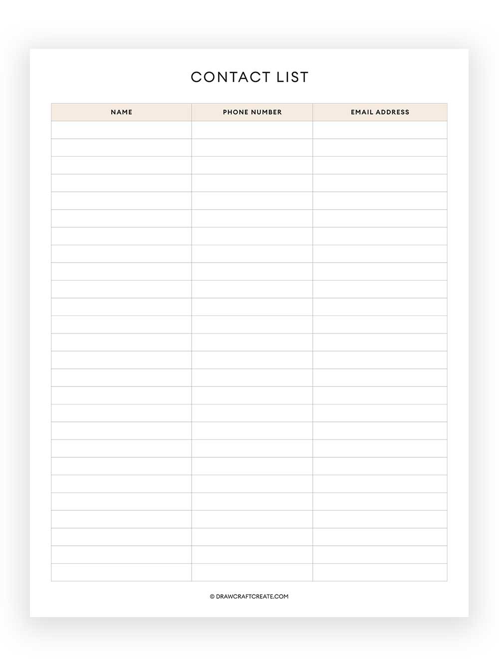 contact list planner