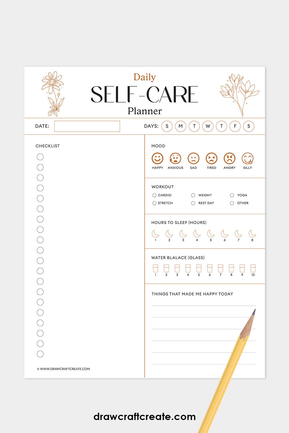 daily self care planner