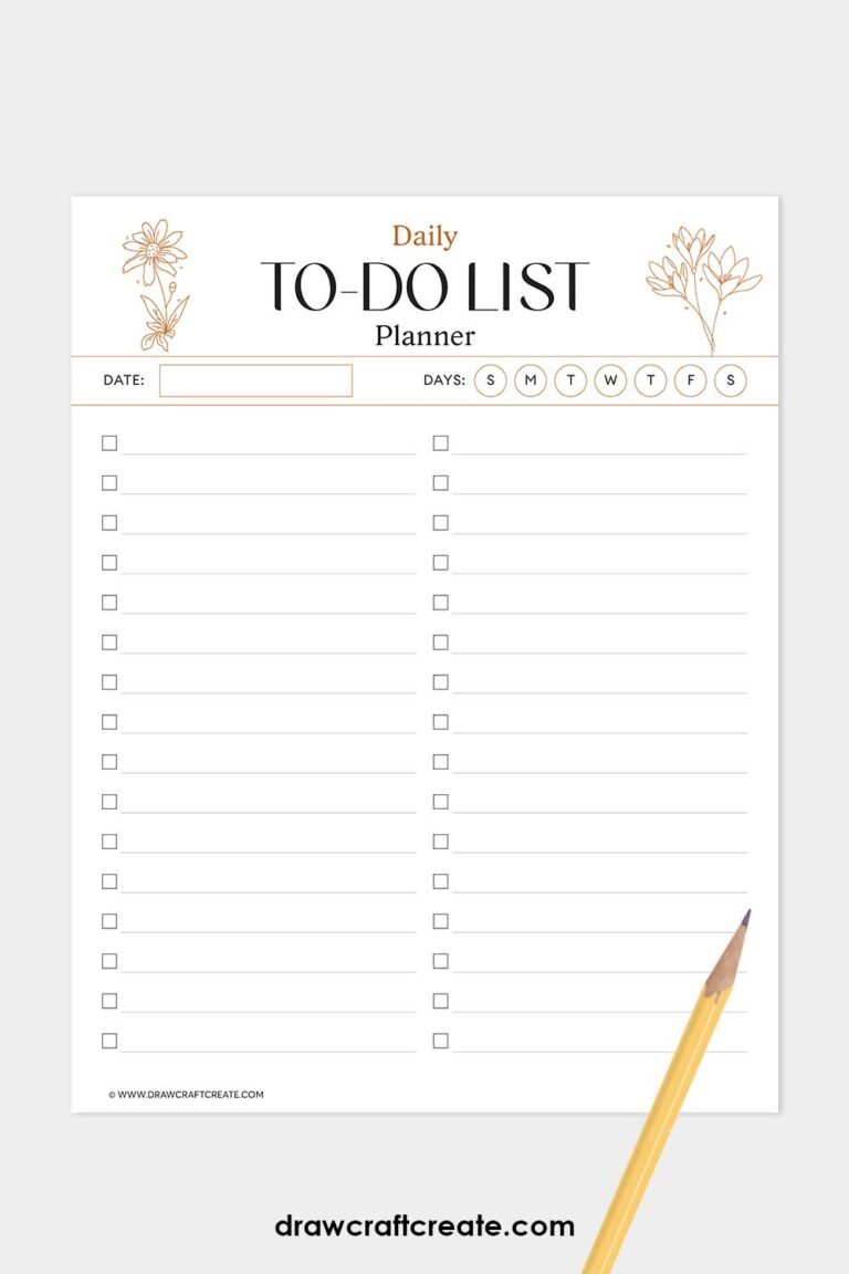 Self Care Planner Checklist Printable (8 Pages) - Draw Craft Create