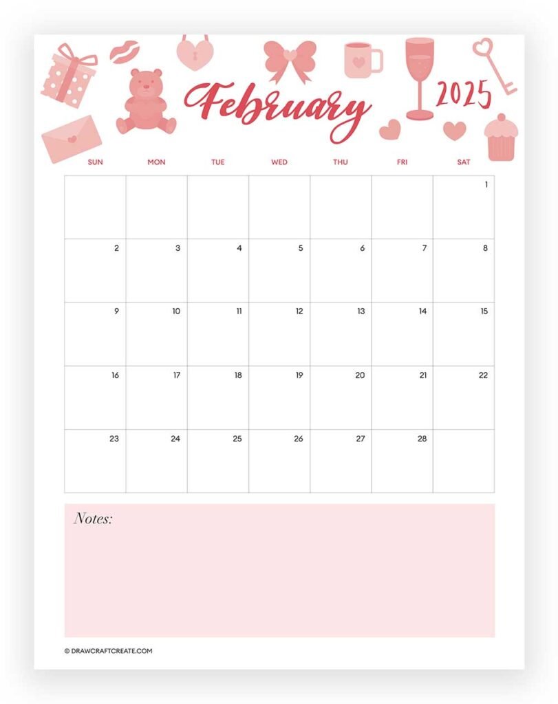 Free Printable February 2025 Calendars - Draw Craft Create