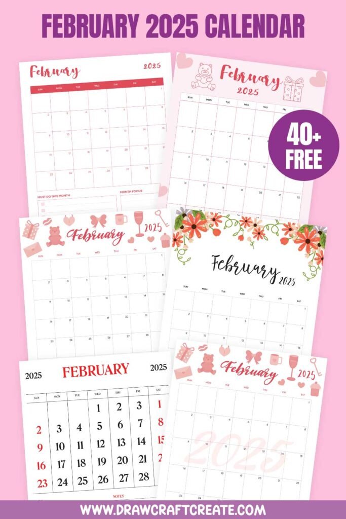Free Printable February 2025 Calendars Draw Craft Create