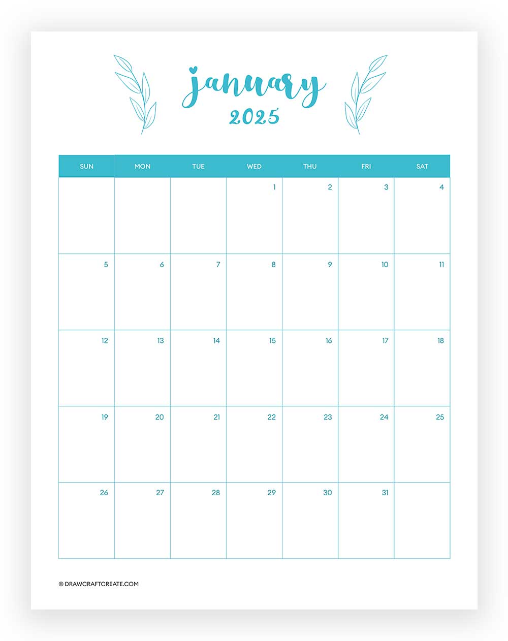 january 2025 calendar