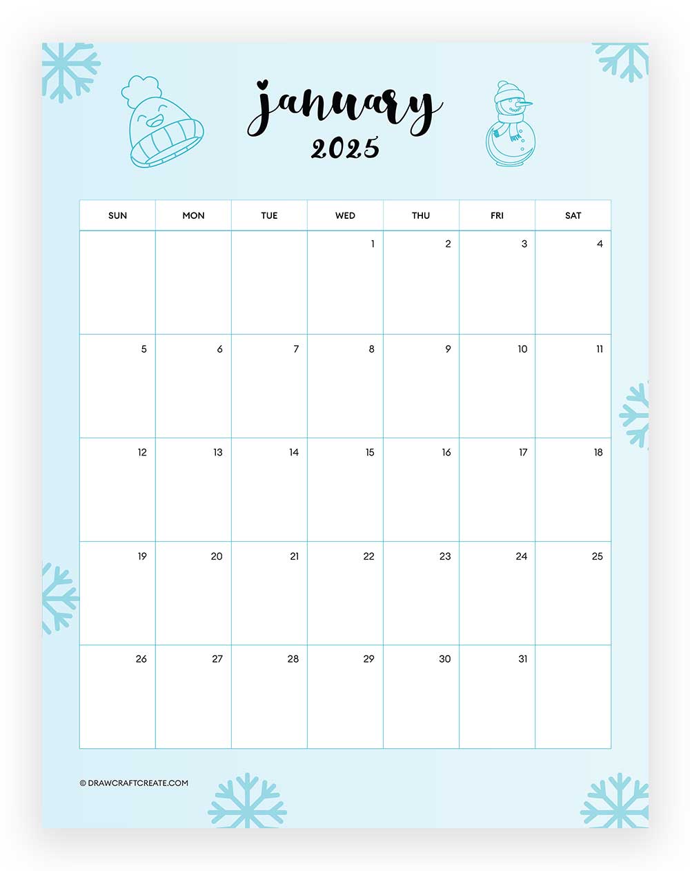 january 2025 calendar